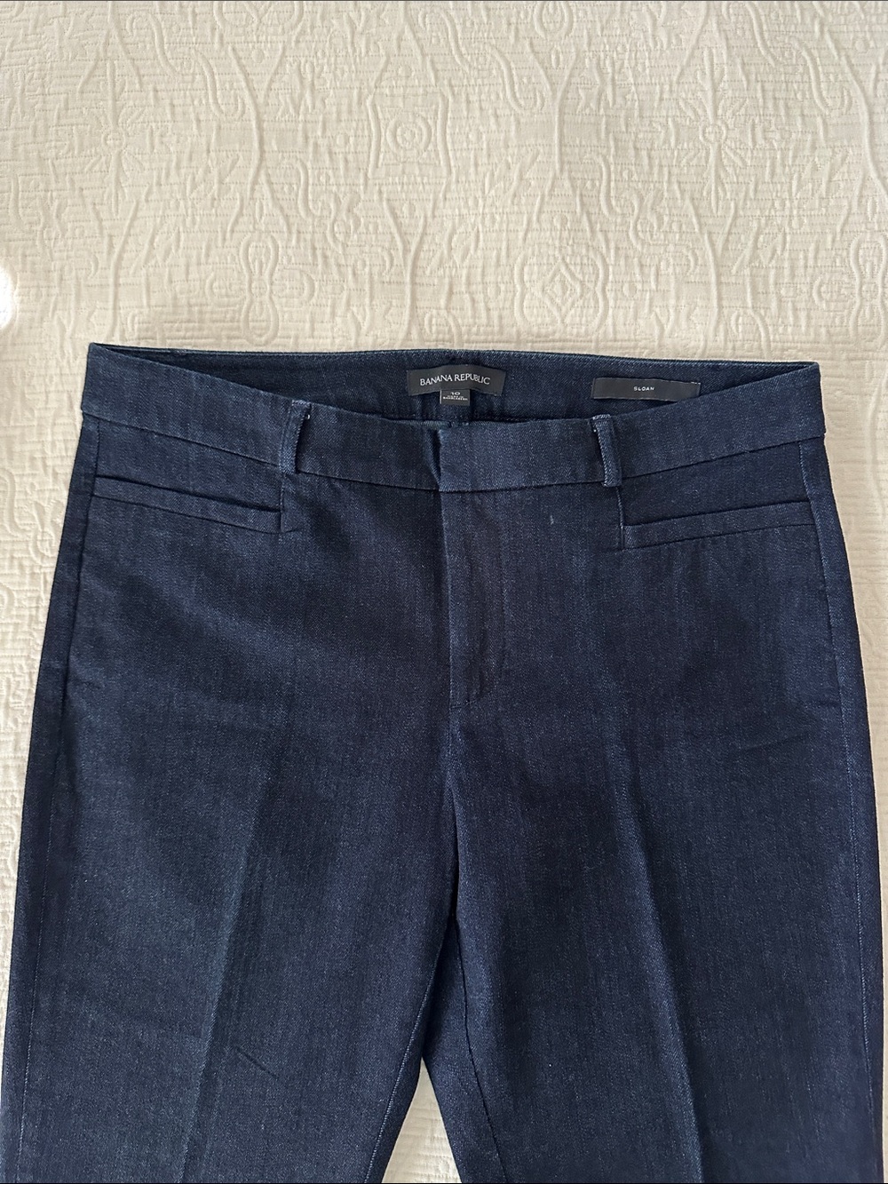 Banana Republic Navy Blue Tailored Fine Dark Denim Dress Pants. Sloan Fit.